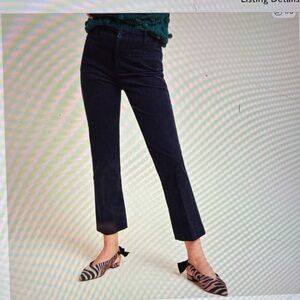 Anthropologie the Essential Collection Dark Blue Corduroy Cropped Trousers